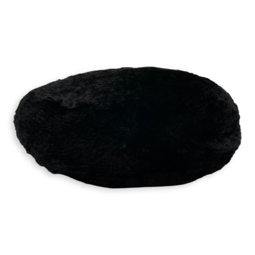 Vintage Black Shoulder Bag in Faux Fur, Silver hardware
