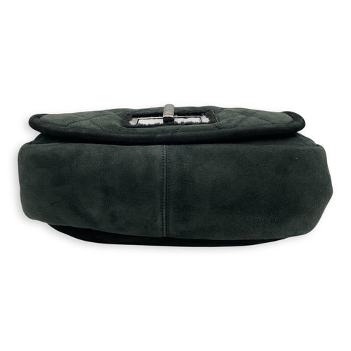 Quilted Shearling Mademoiselle Lock Dark Green Shoulder Bag in Nubuck Silver hardware CL2506-13480 5