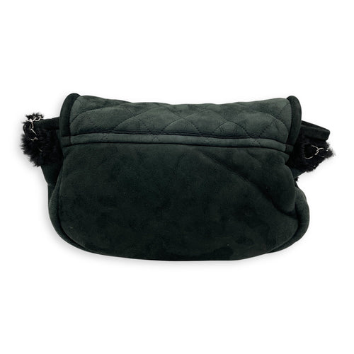 Quilted Shearling Mademoiselle Lock Dark Green Shoulder Bag in Nubuck Silver hardware CL2506-13480 2
