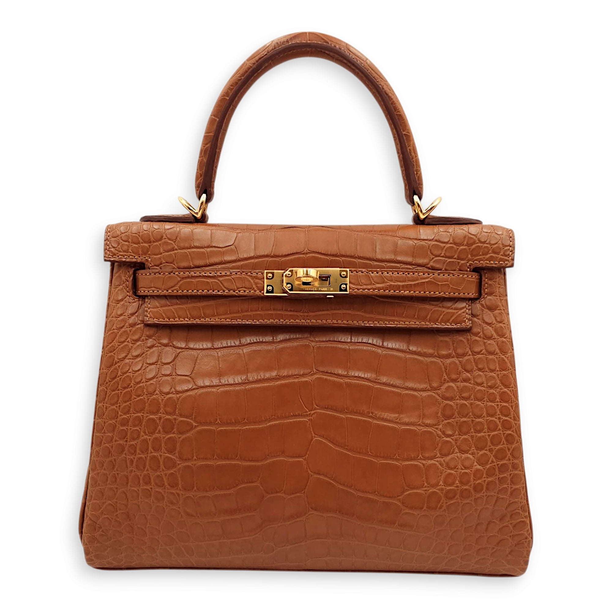Kelly 25 Gold in Matte Alligator, Gold hardware