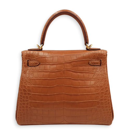 Kelly 25 Gold in Matte Alligator, Gold hardware