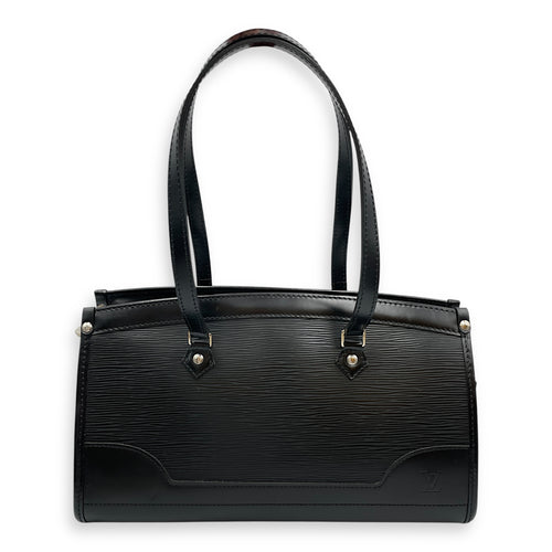 Madeleine PM Epi Black Top Handle Bag in Epi Leather, Silver hardware