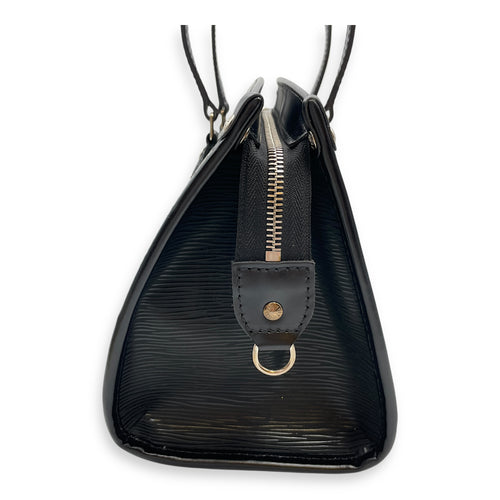 Madeleine PM Epi Black Top Handle Bag in Epi Leather, Silver hardware