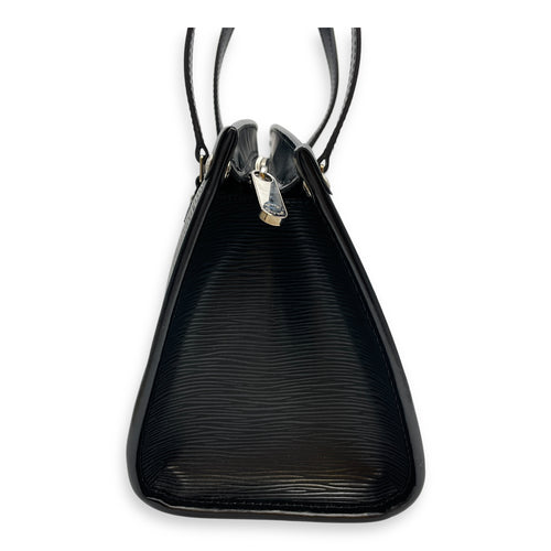 Madeleine PM Epi Black Top Handle Bag in Epi Leather, Silver hardware