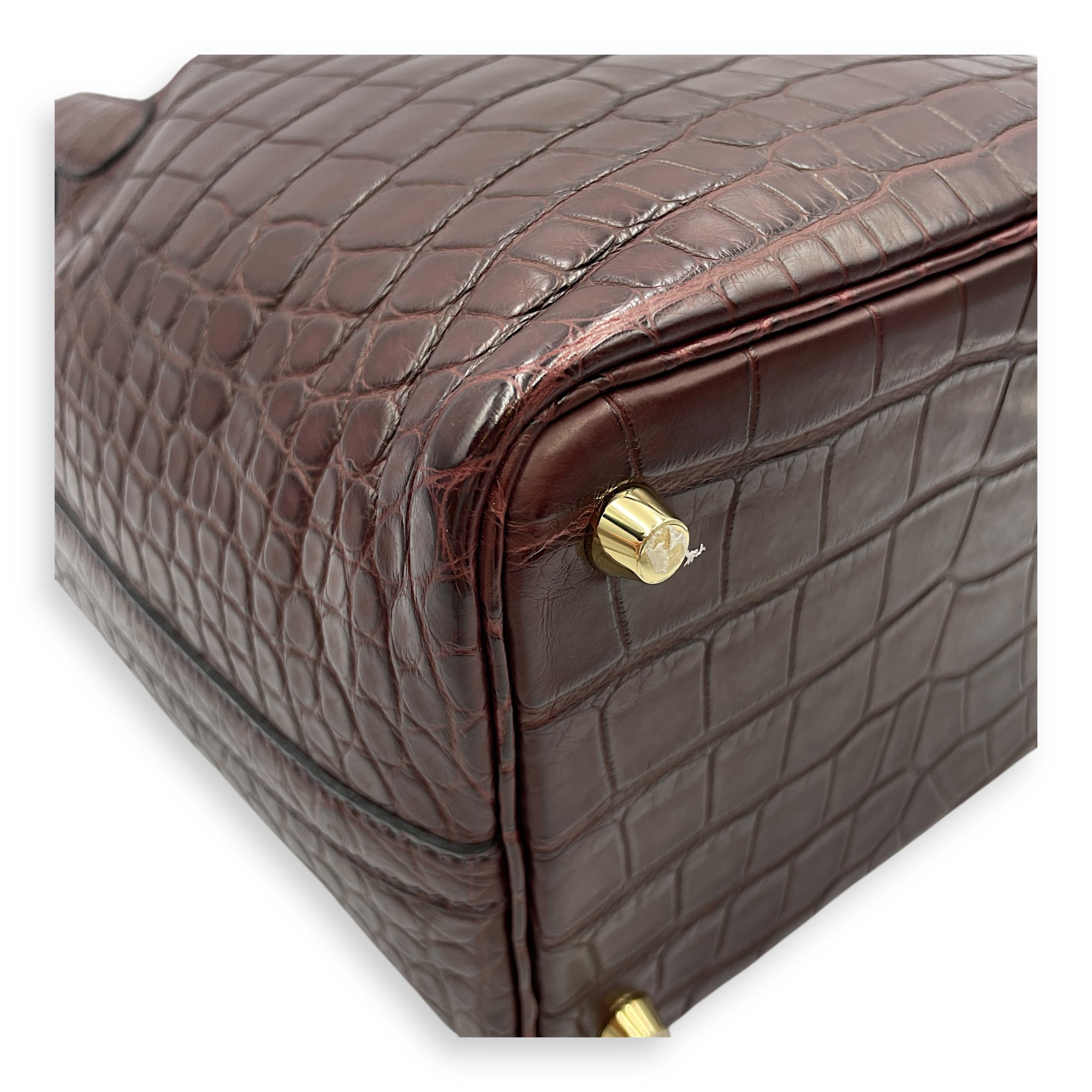 Picotin 18 Rouge Sellier in Matte Alligator, Gold hardware