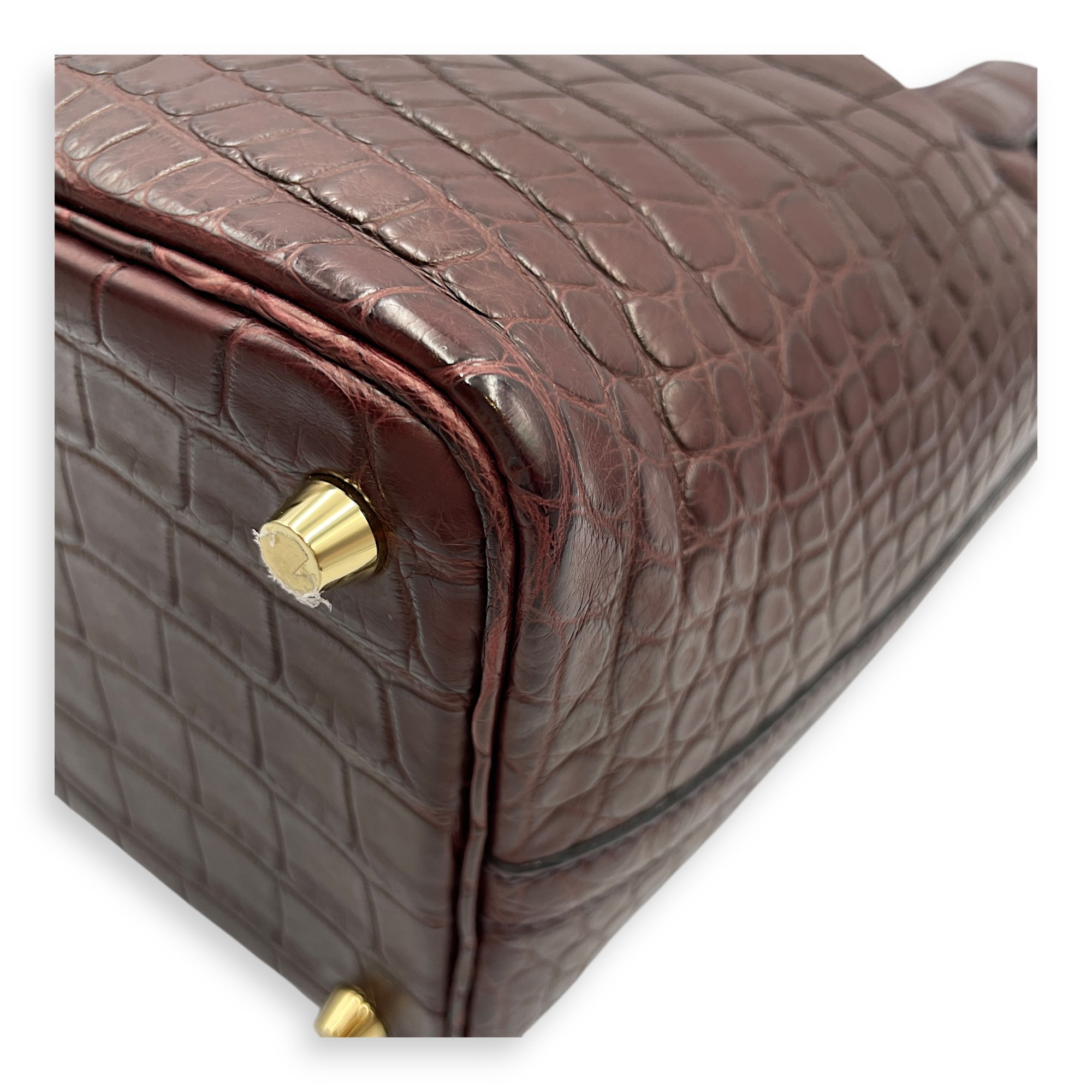 Picotin 18 Rouge Sellier in Matte Alligator, Gold hardware