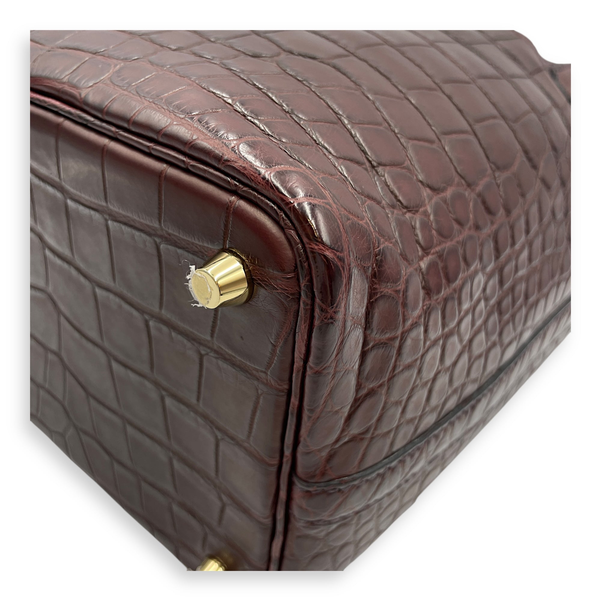 Picotin 18 Rouge Sellier in Matte Alligator, Gold hardware