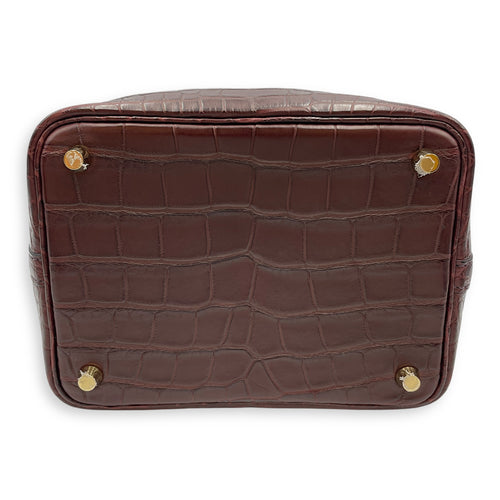 Picotin 18 Rouge Sellier in Matte Alligator, Gold hardware