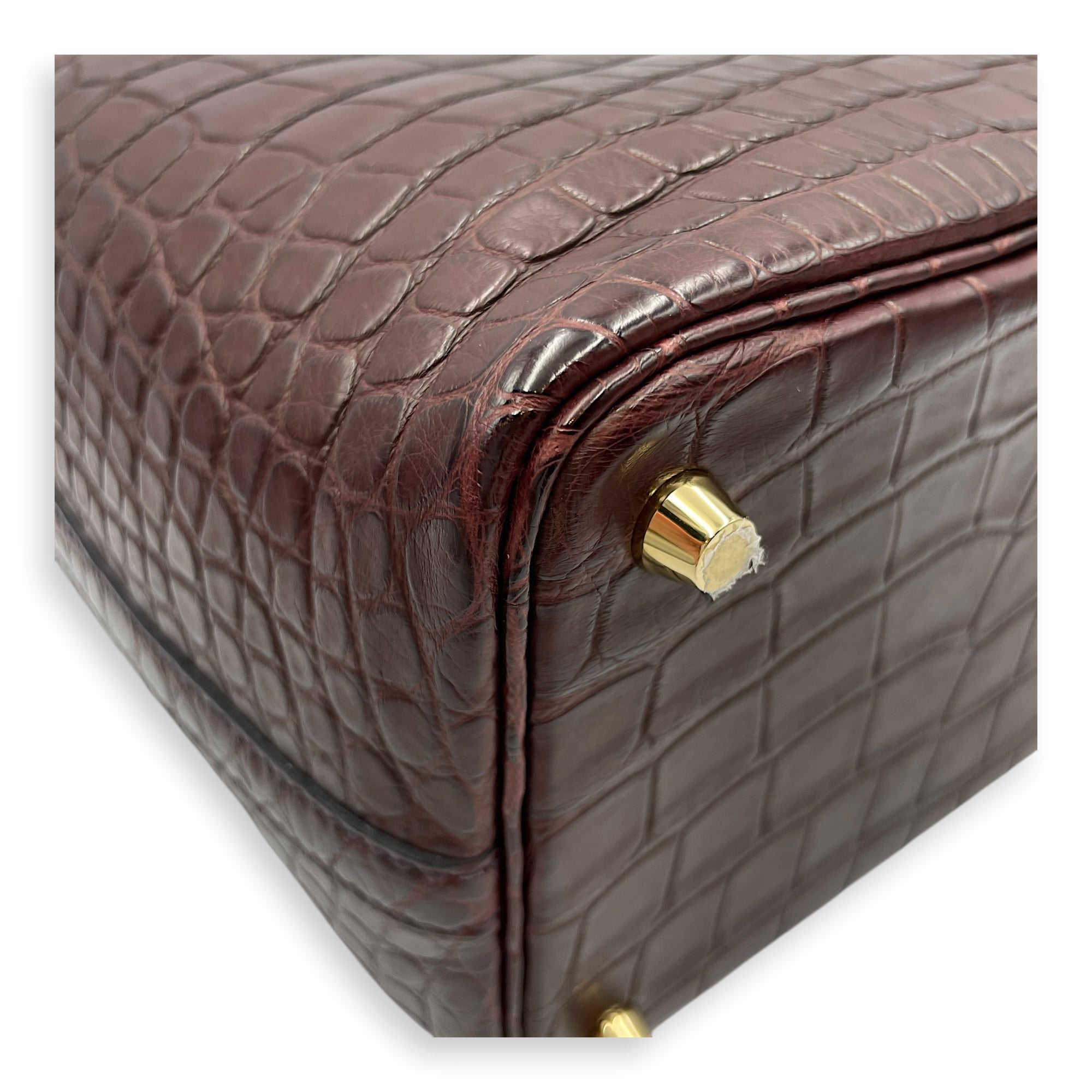Picotin 18 Rouge Sellier in Matte Alligator, Gold hardware