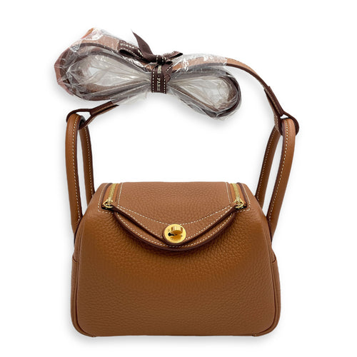 Lindy II Mini Gold in Clemence, Gold hardware
