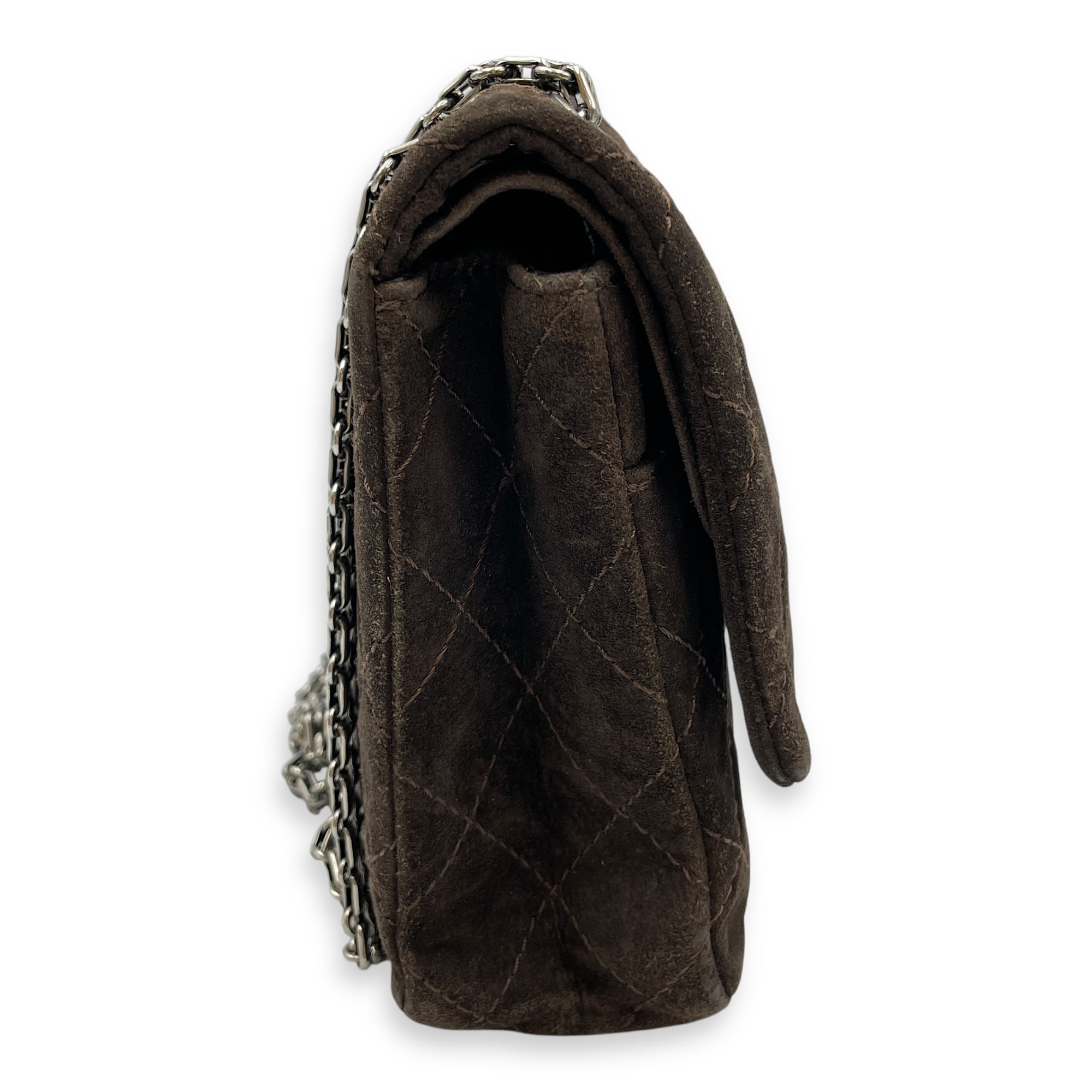 Reissue double flap Brown Shoulder Bag, Silver hardware