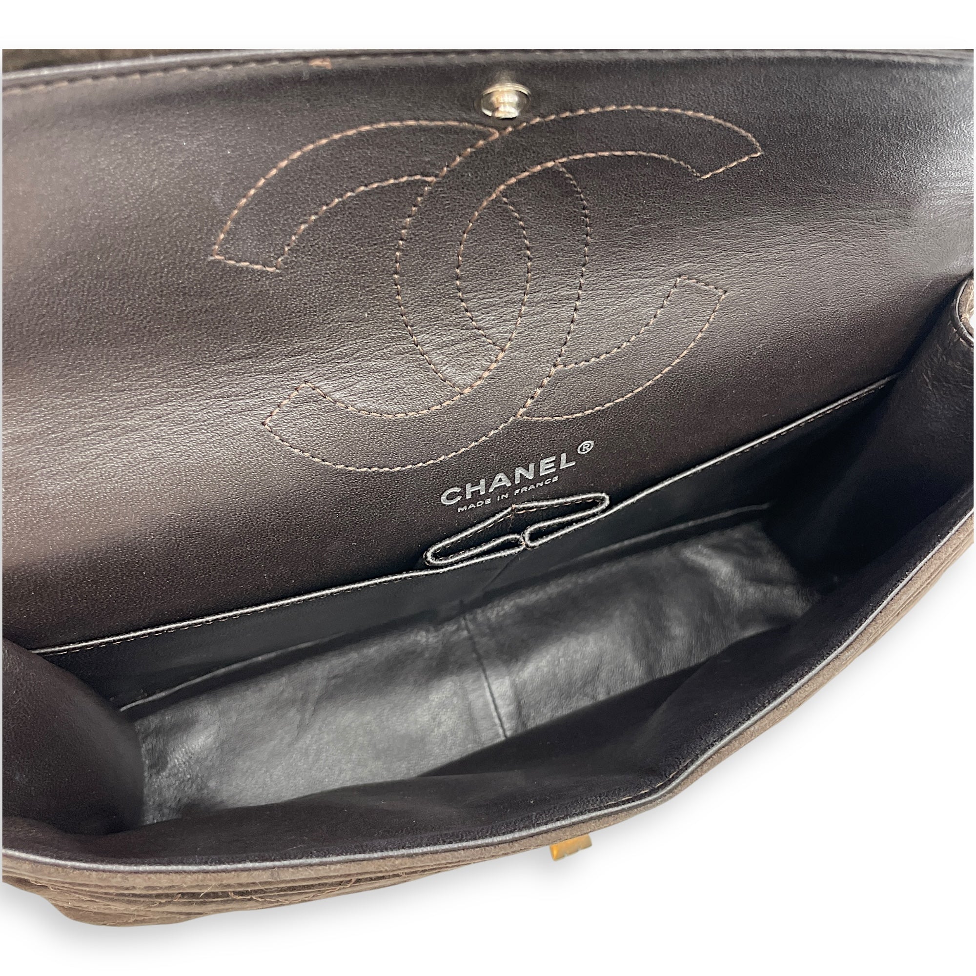 Reissue double flap Brown Shoulder Bag, Silver hardware