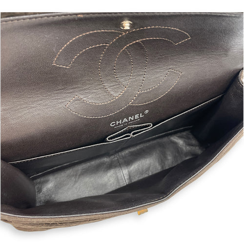 Reissue double flap Brown Shoulder Bag, Silver hardware