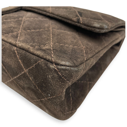 Reissue double flap Brown Shoulder Bag, Silver hardware
