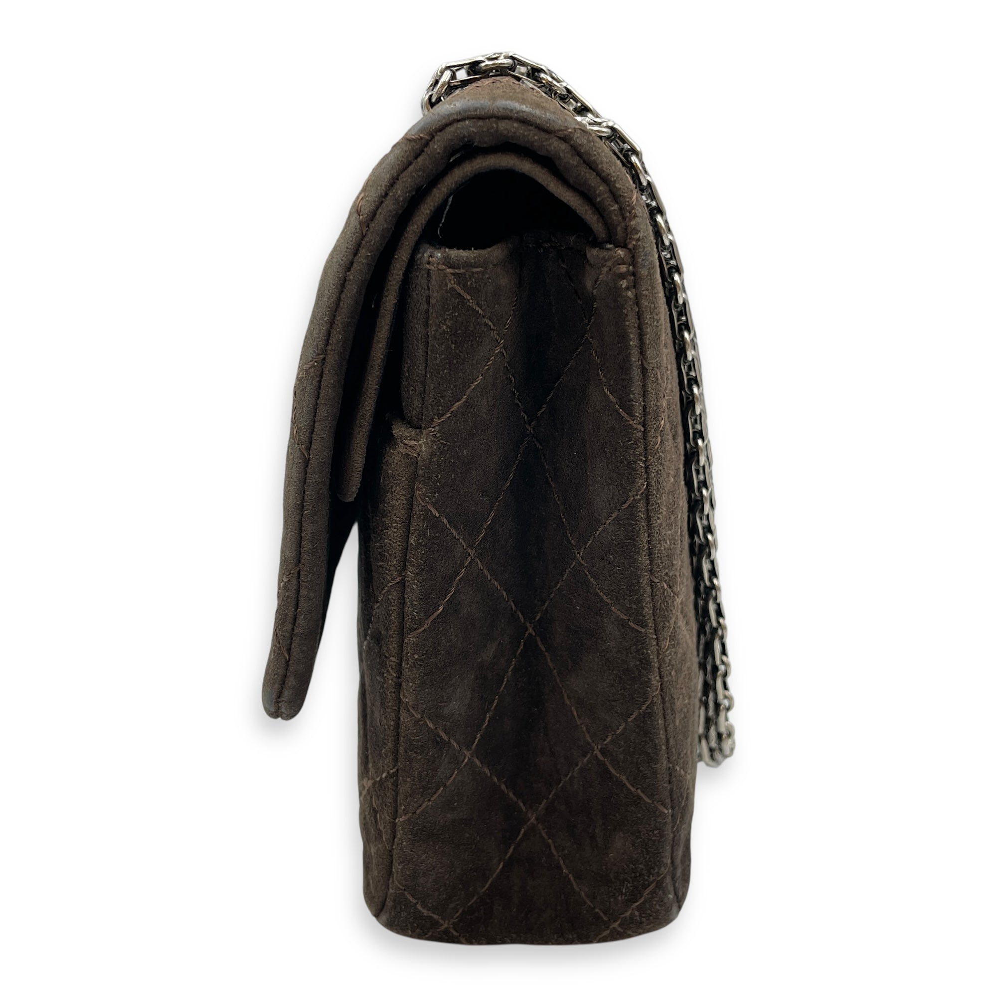 Reissue double flap Brown Shoulder Bag, Silver hardware
