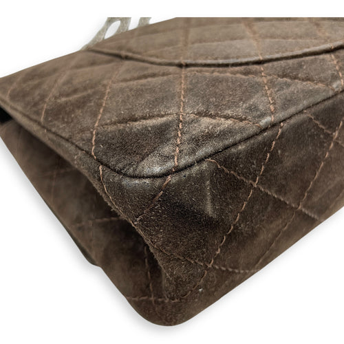 Reissue double flap Brown Shoulder Bag, Silver hardware