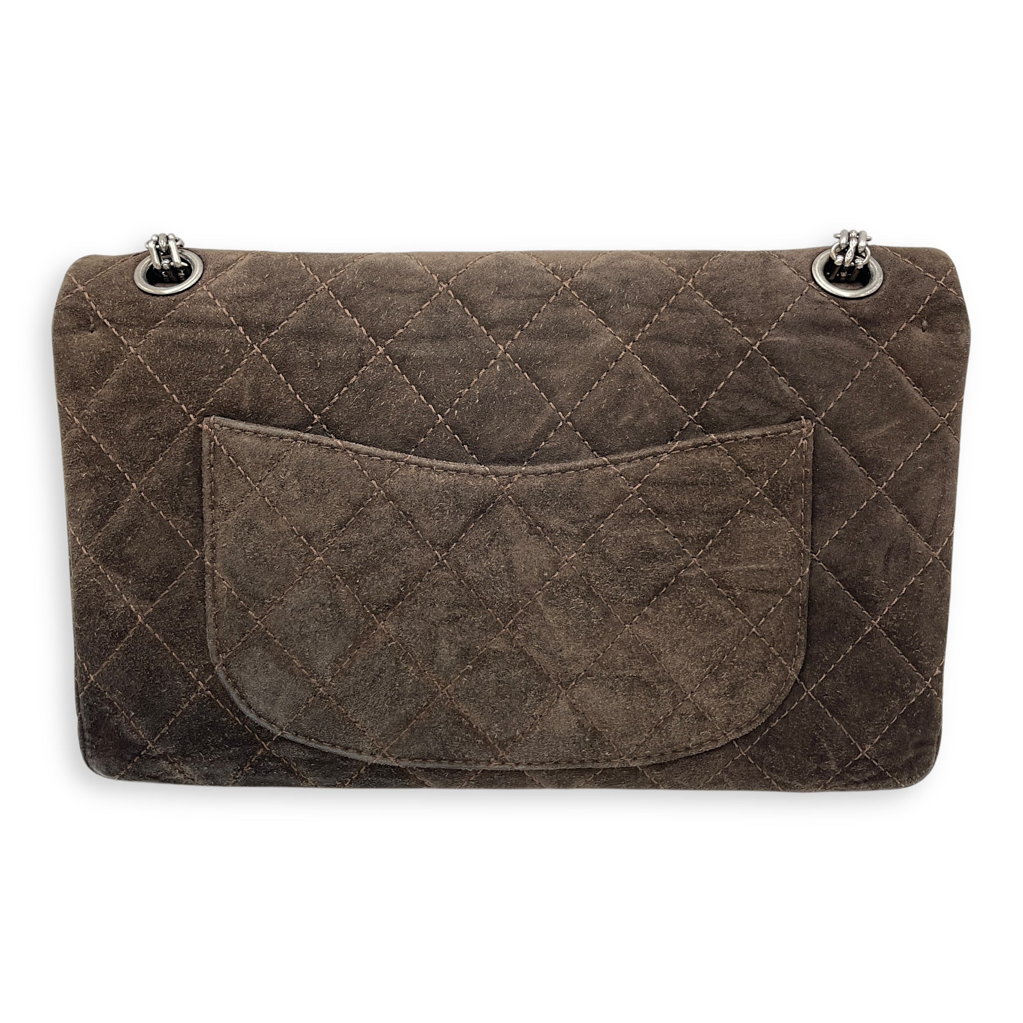 Reissue double flap Brown Shoulder Bag, Silver hardware