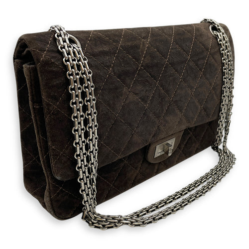 Reissue double flap Brown Shoulder Bag, Silver hardware