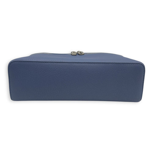 Extra pocket 19 Blue Crossbody Bag in Calfskin, Silver hardware