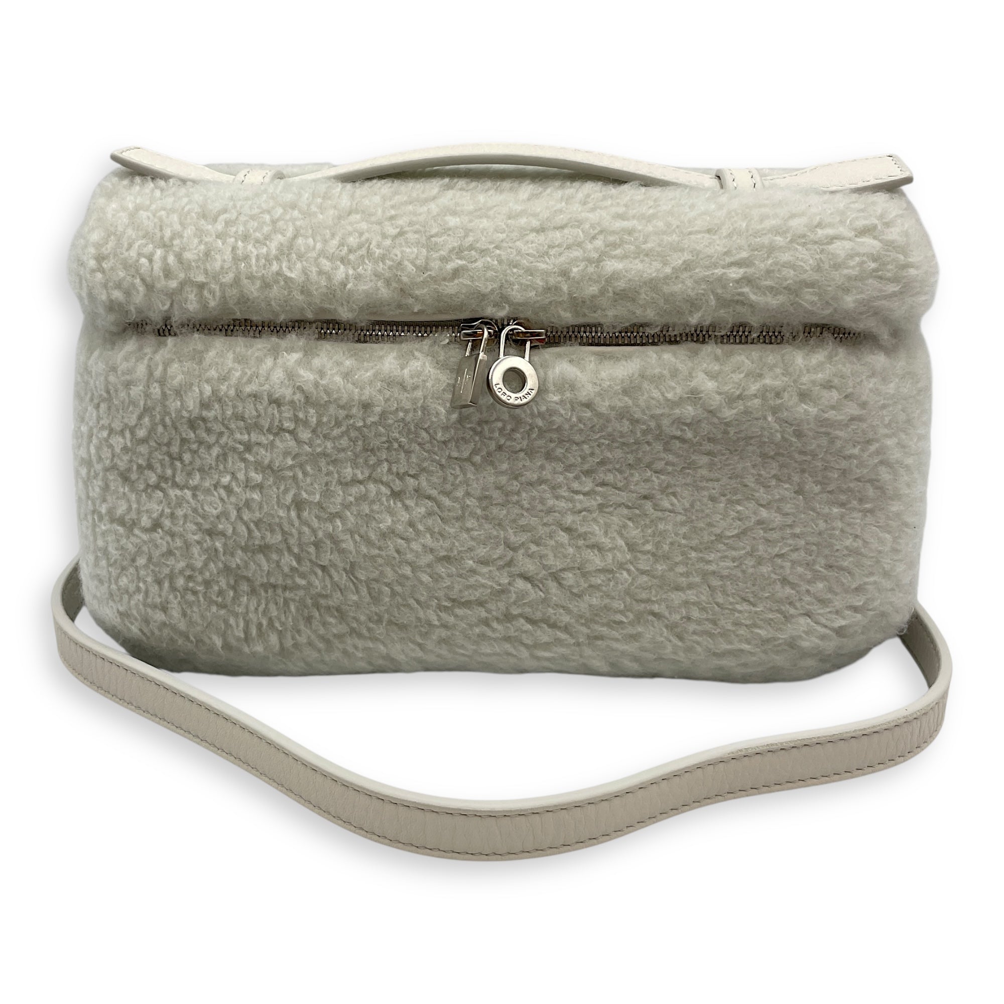 Extra Pocket 19 shearing fur Grey Crossbody Bag in Cashfur, Silver hardware