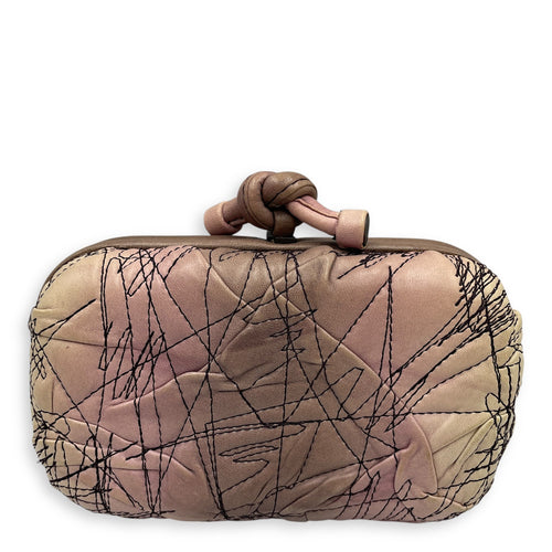 Knot lock Pink Clutch in Nappa Leather Silver hardware CL2506-13585 1
