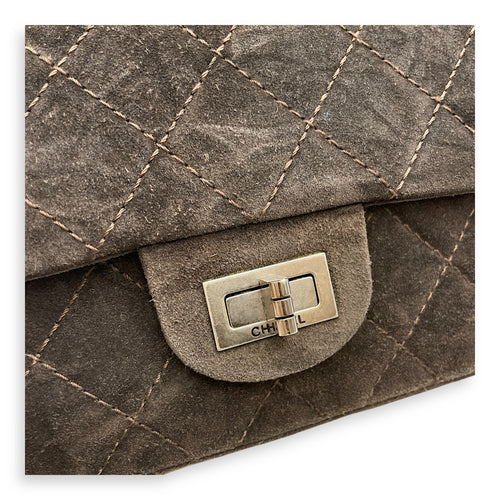 Reissue double flap Brown Shoulder Bag, Silver hardware