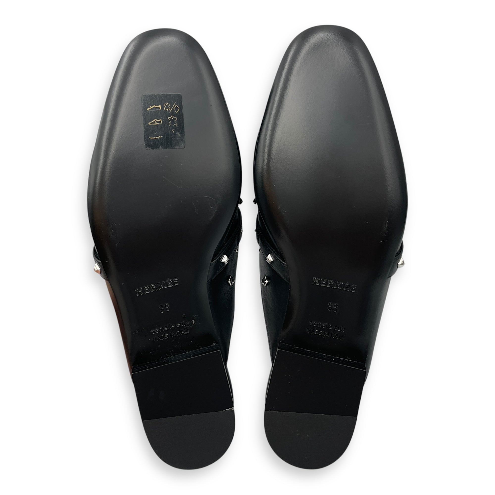 Oz Mule 36 Black Sandals in Calfskin, Palladium hardware