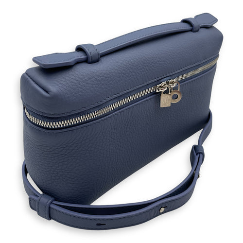 Extra pocket 19 Blue Crossbody Bag in Calfskin, Silver hardware