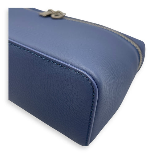 Extra pocket 19 Blue Crossbody Bag in Calfskin, Silver hardware
