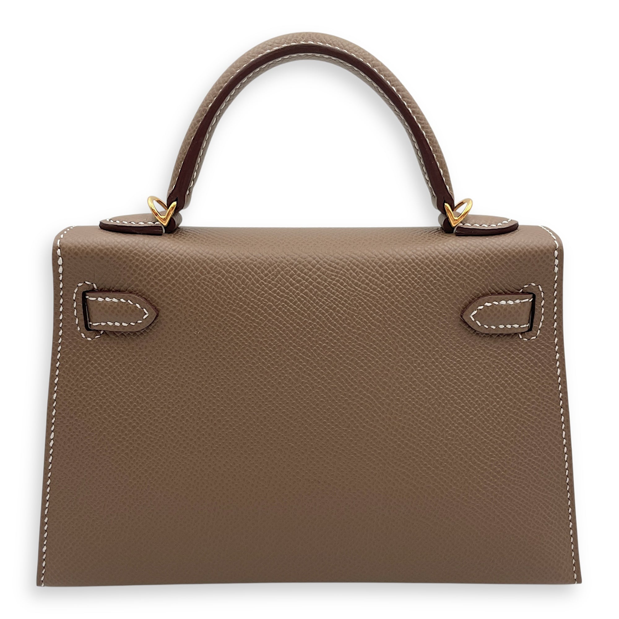 Sellier Kelly 20 Etoupe in Epsom, Gold hardware