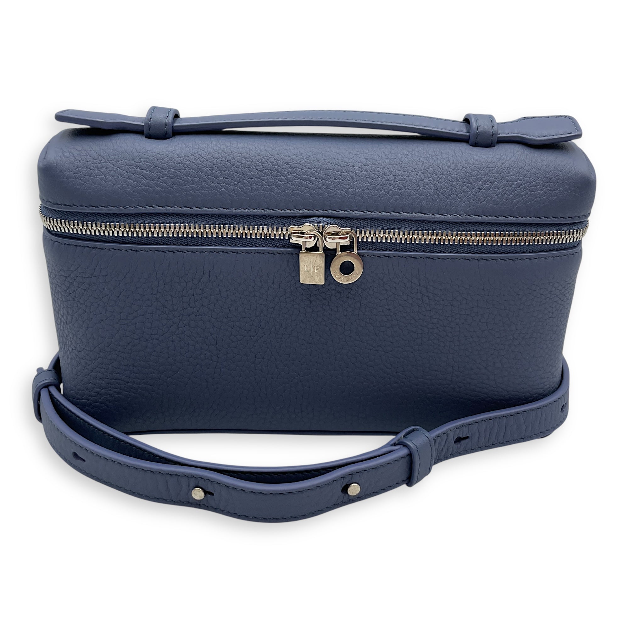 Extra pocket 19 Blue Crossbody Bag in Calfskin, Silver hardware