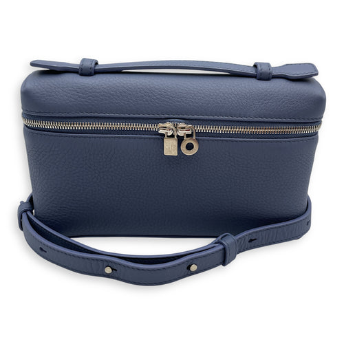 Extra pocket 19 Blue Crossbody Bag in Calfskin, Silver hardware