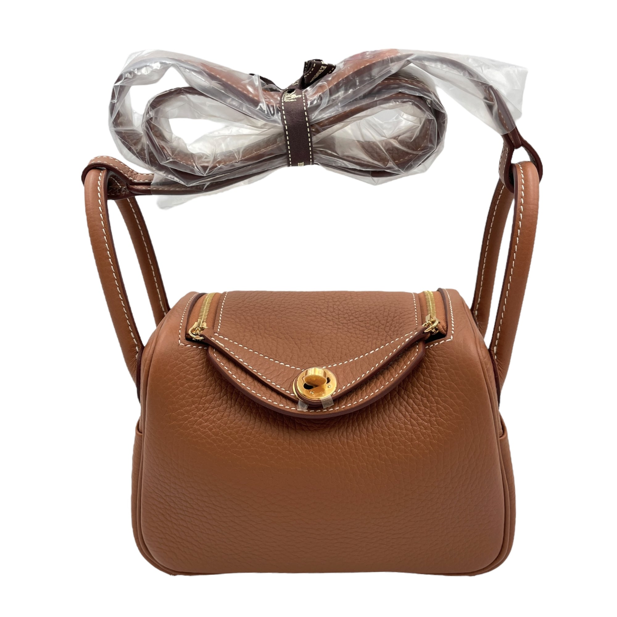 Lindy II Mini Gold in Clemence, Gold hardware