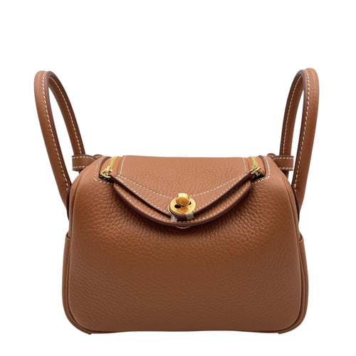 Lindy II Mini Gold in Clemence, Gold hardware