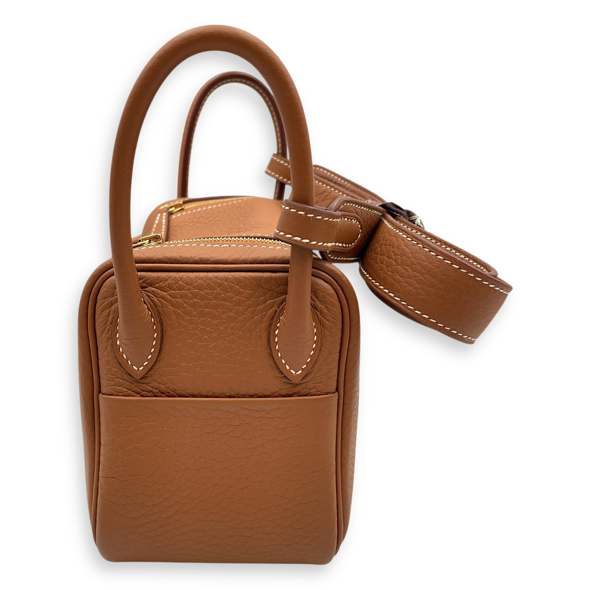Lindy II Mini Gold in Clemence, Gold hardware