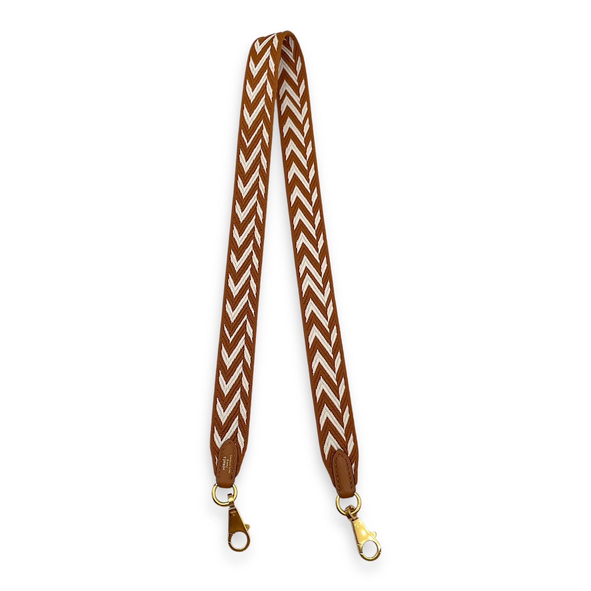 Sangle Cavale 25mm by 70cm Gold Bag Accessory in Swift, Gold hardware