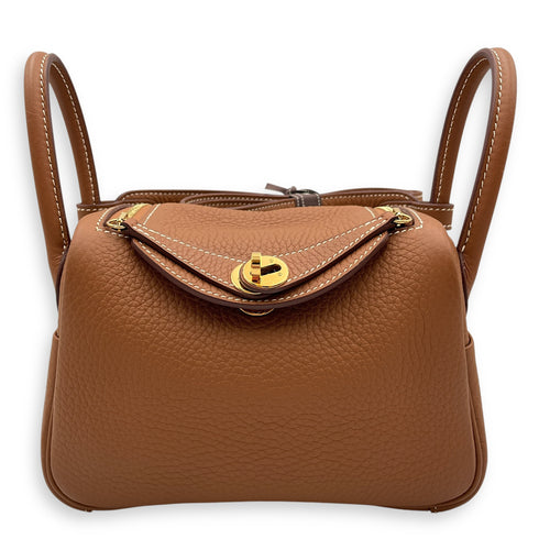 Lindy II Mini Gold in Clemence, Gold hardware