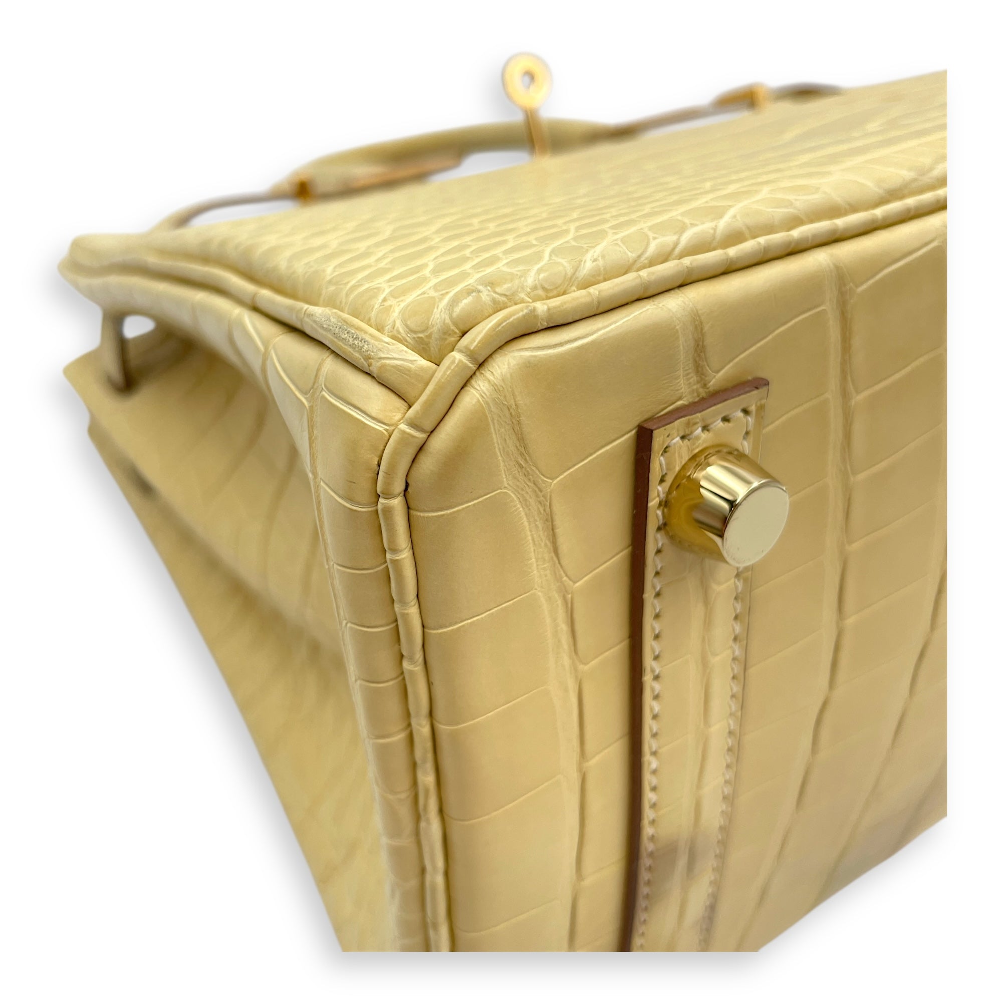 Birkin 25 Vanille in Matte Alligator, Gold hardware