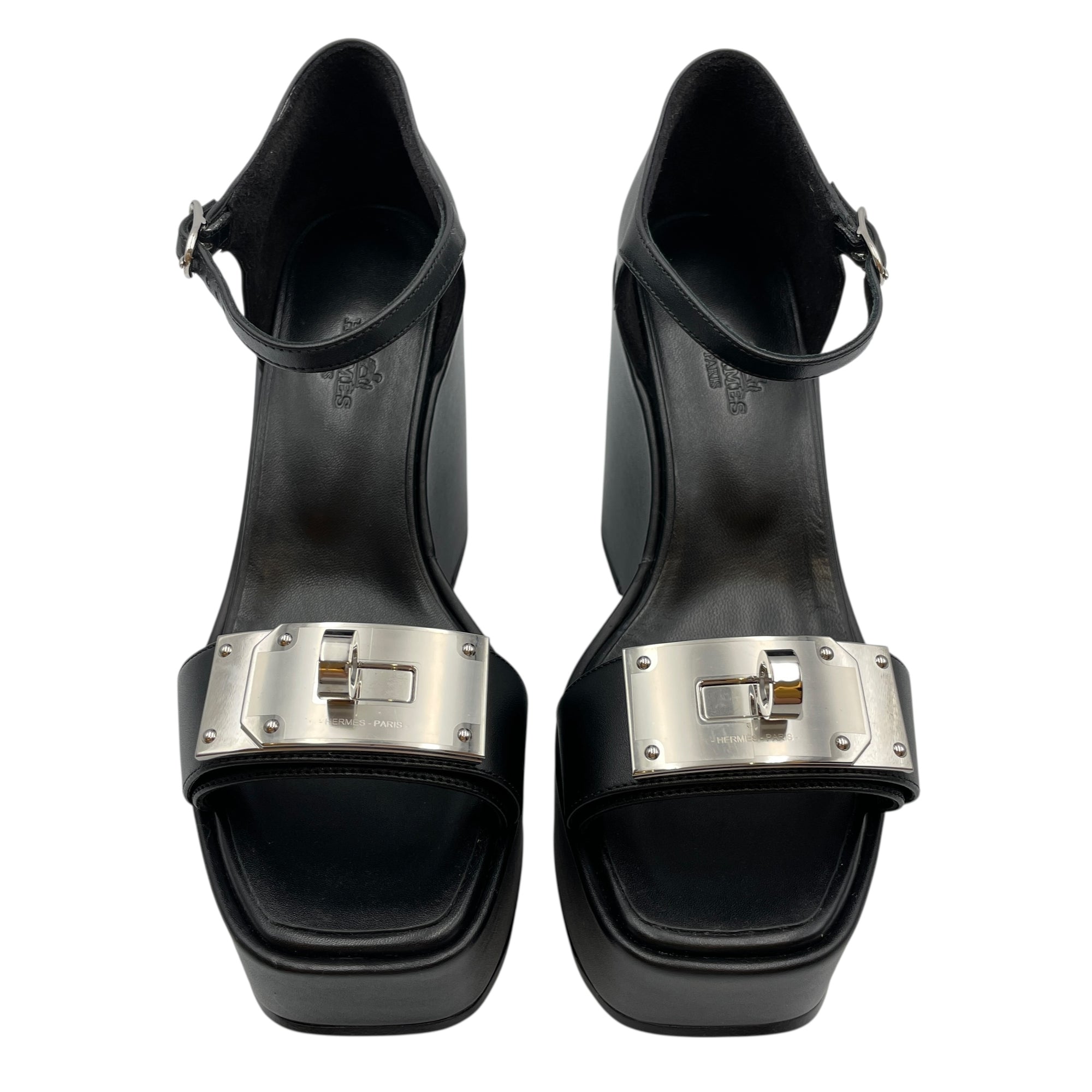 Hilda 80 37 Black Sandals in Calfskin, Palladium hardware