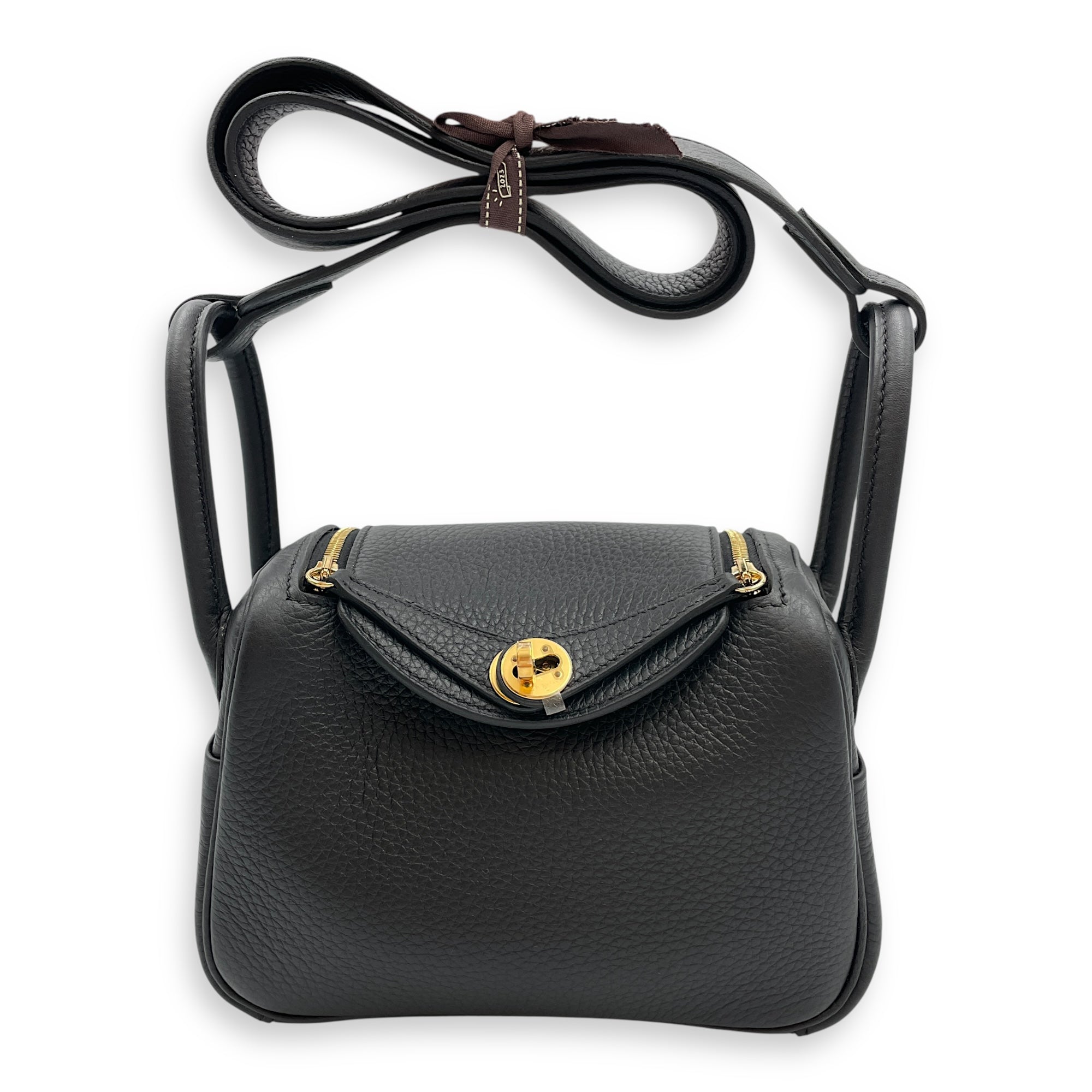 Lindy II Mini Black in Clemence, Gold hardware