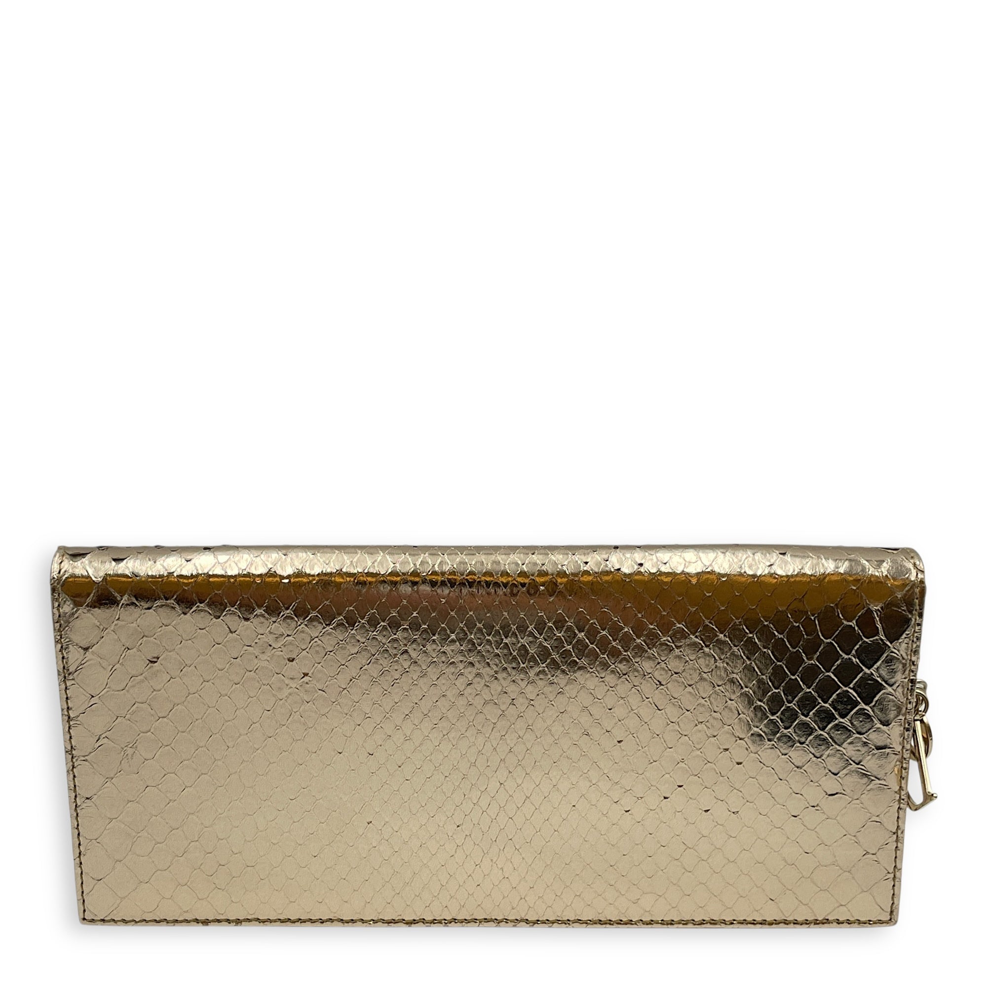 Lady Dior Gold Clutch in Python, Gold hardware