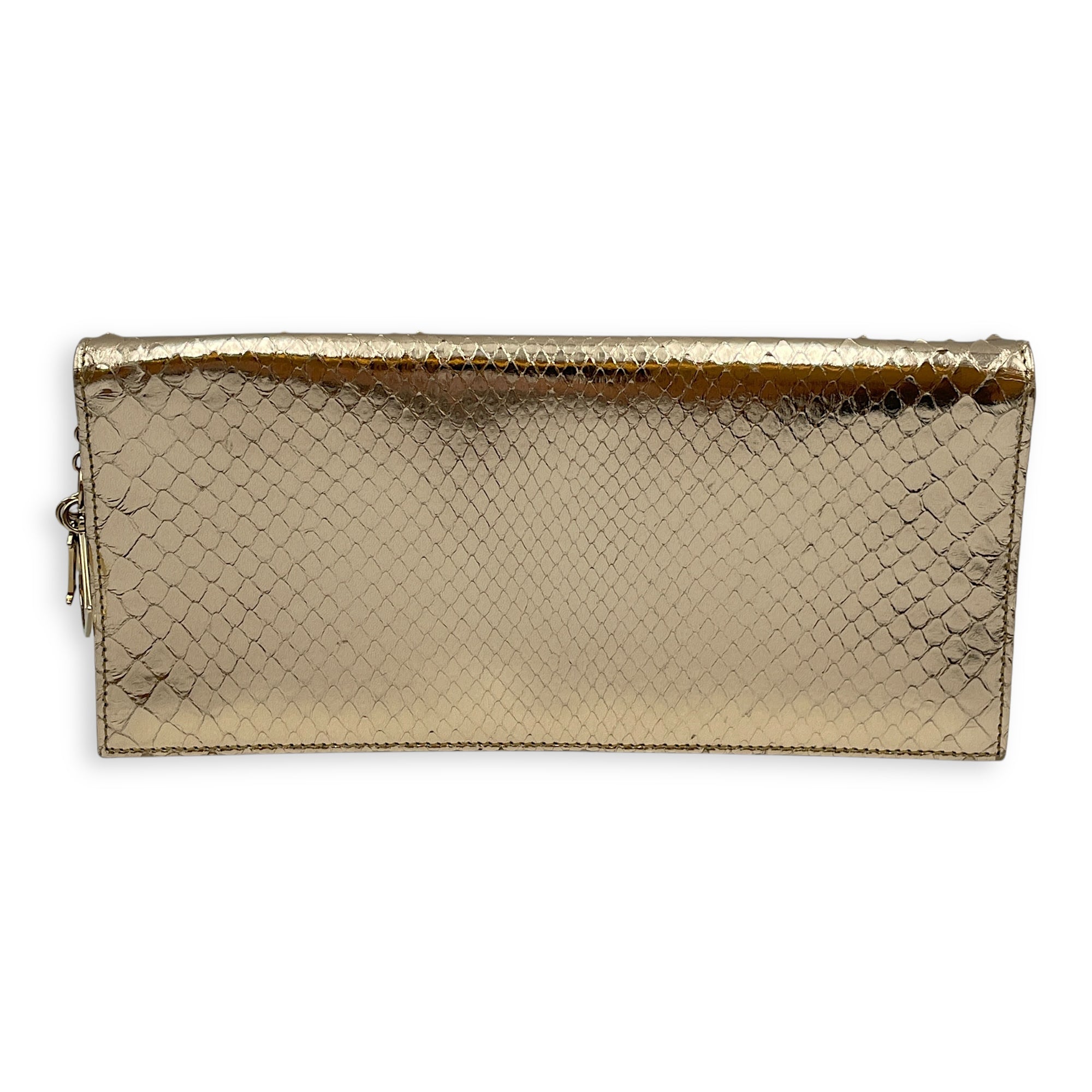 Lady Dior Gold Clutch in Python, Gold hardware