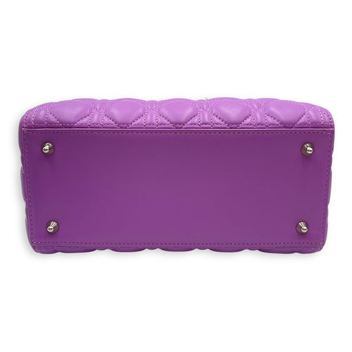 Lady Dior Medium Purple Top Handle Bag in Lambskin, Silver hardware