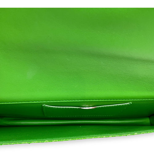 Diorama Green Clutch in Python, Silver hardware