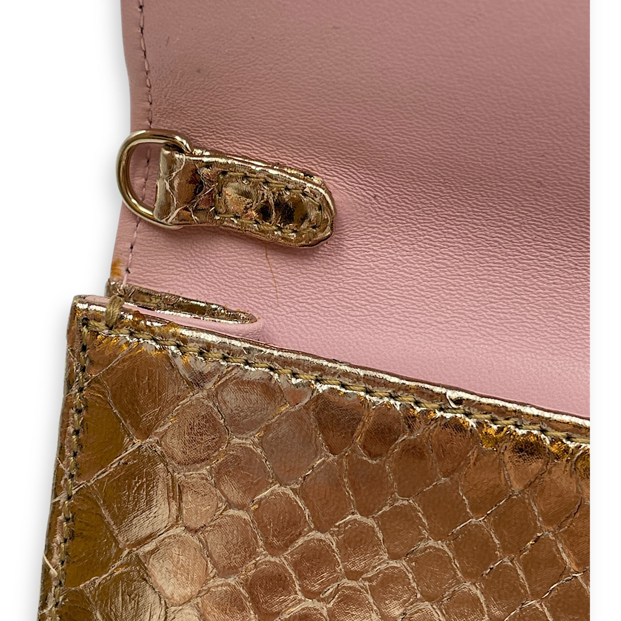 Lady Dior Gold Clutch in Python, Gold hardware