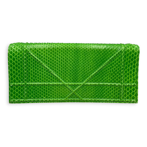 Diorama Green Clutch in Python, Silver hardware