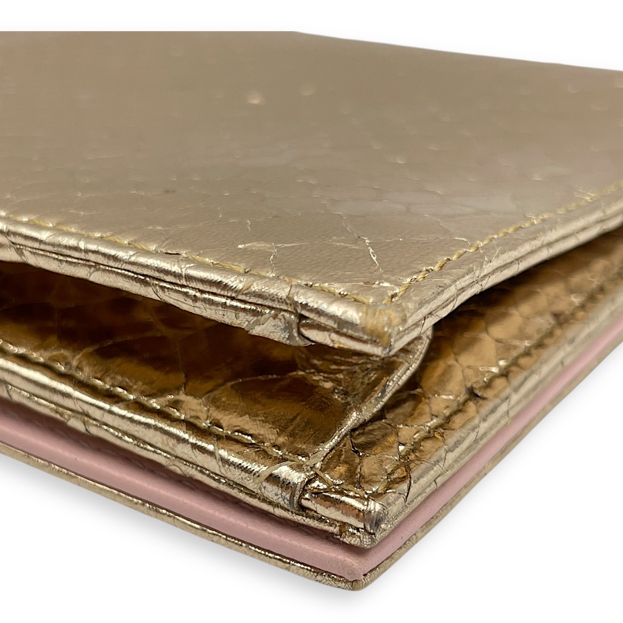 Lady Dior Gold Clutch in Python, Gold hardware