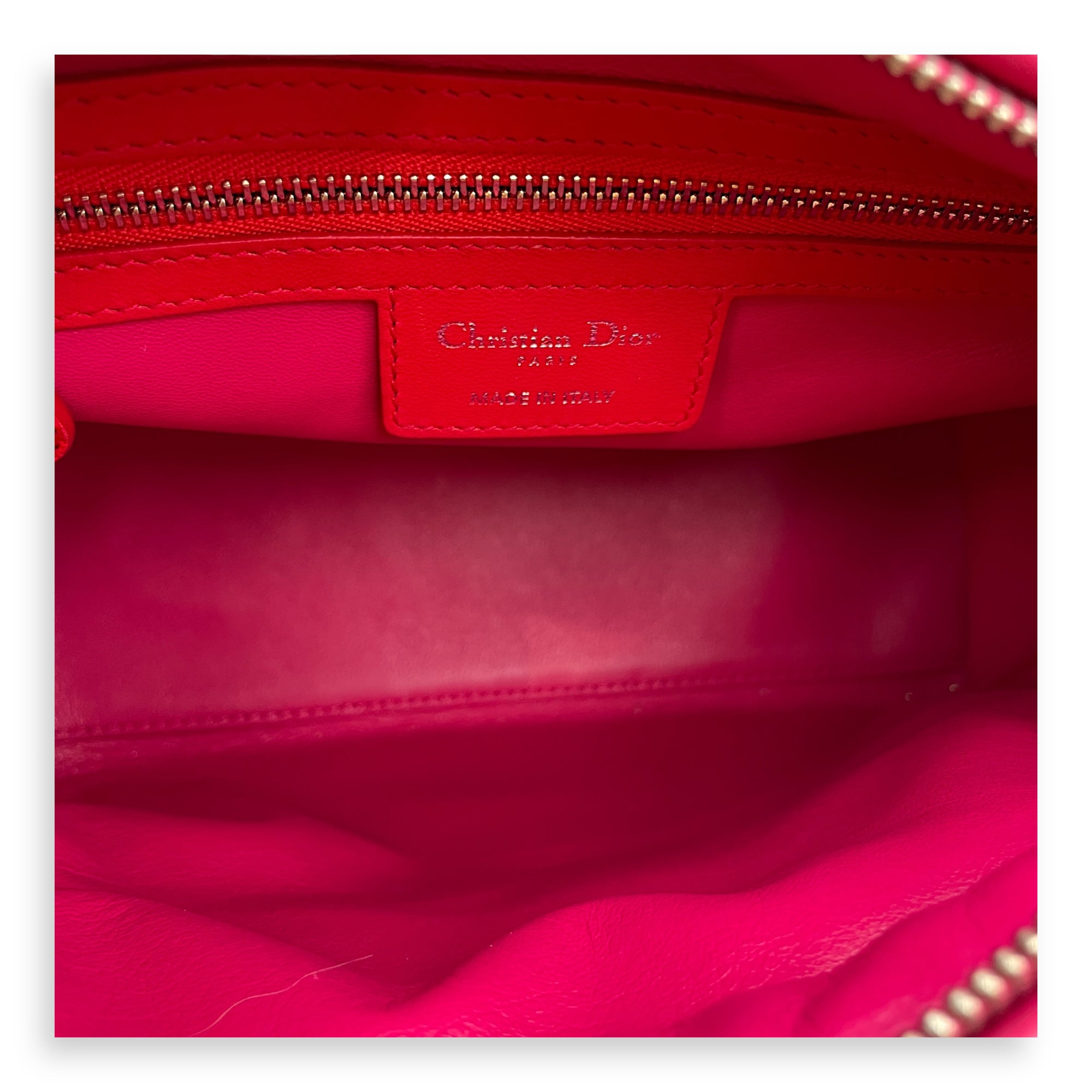 Lady Dior Medium Multi-colour Top Handle Bag in Lambskin, Silver hardware