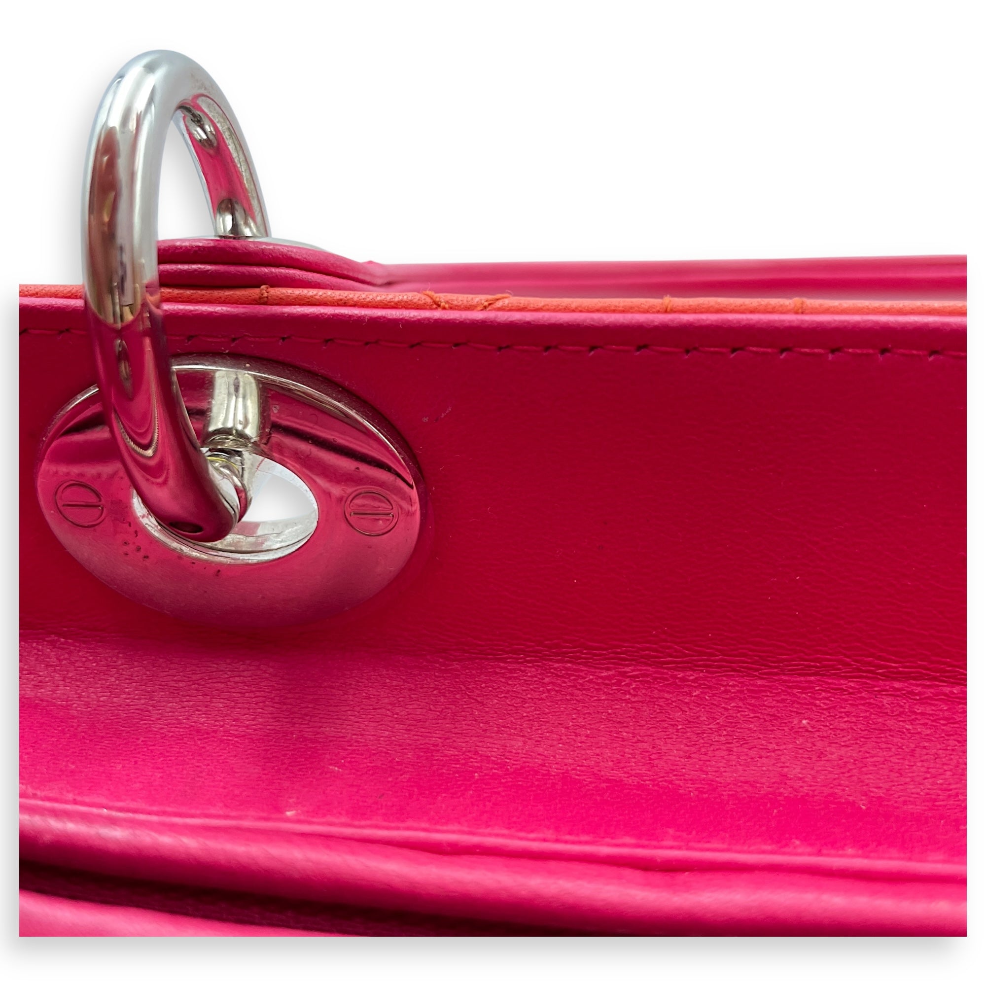 Lady Dior Medium Multi-colour Top Handle Bag in Lambskin, Silver hardware