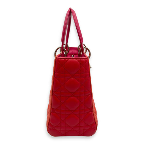 Lady Dior Medium Multi-colour Top Handle Bag in Lambskin, Silver hardware